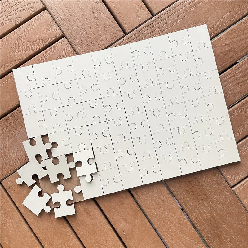 MDFSUB Factory Supply 60 Pieces Sublimation Mdf Wood Jigsaw Puzzle White Blank Sublimation Mdf Puzzle for Promotion