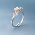 SC Hot Selling Adjustable Size Finger Rings Fashion Ring Set Personality Silver Color Plum Flower Rings for Women