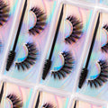 Wispy Lashes Look Fake Eyelashes Bulk with 15 Glitter Eyelash Box Natural Medium Length Mink Fur 3d Faux Mink Synthetic MegaBDM