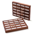 Premium Walnut Wood Grain Ring Display Tray With Multi-slot Beige Suede Lining Professional Jewelry Organizer Showcase Pad Box