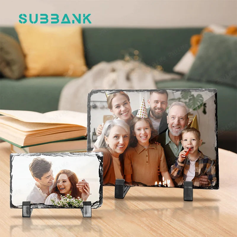 Subbank Square 15x20cm Customized 7 8 Inch Sublimation Rock Slate Blank Movie Photo Frame for Decoration