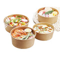 PE Coated Bamboo Fiber Microwaveable Boat Shaped Paper Salad Bowl With PP Lids Set