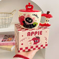 Modern Creative Ceramic Cat Mug with Lid Apple Design Perfect Birthday Christmas Gift for Home Use for Water Tea