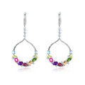 W0490 Abiding Jewelry Custom 925 Sterling Silver Natural Mix Colorful Gemstone Large Round Drop Earrings for Women