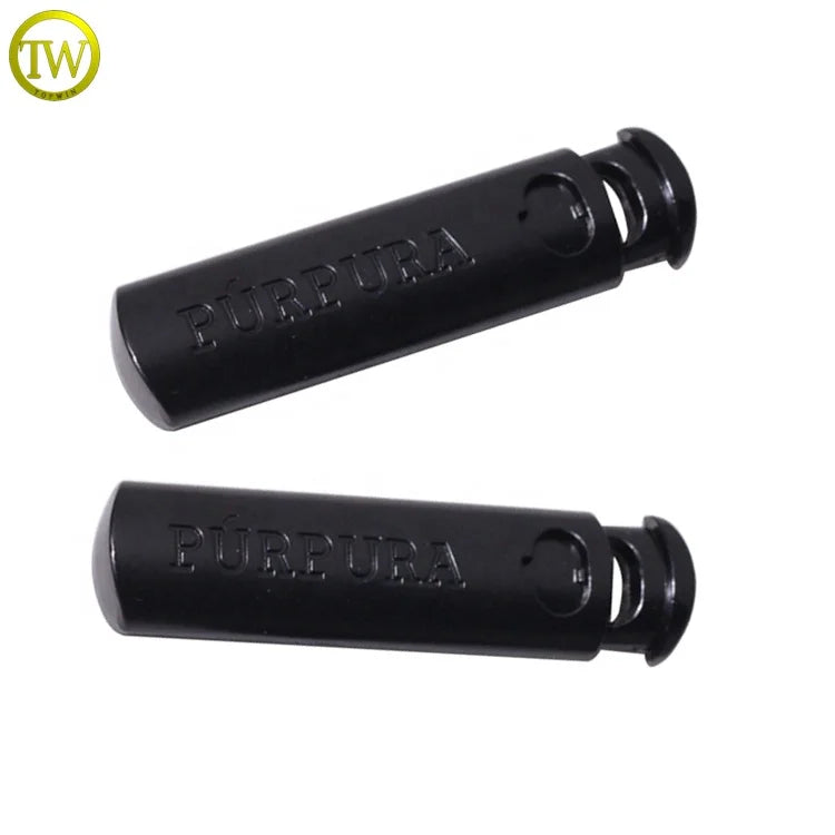 Eco-friendly Shoelace Rope String Coat Accessory Cord Lock Stoppers Toggle Matte Black Spring Ends for Trousers