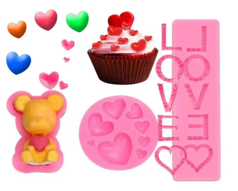 HY Handmade LOVE Letter Silicone Fondant Cake Mold Baking Tool Valentines' Day Cakepop/Cupcake Topper Making Tools