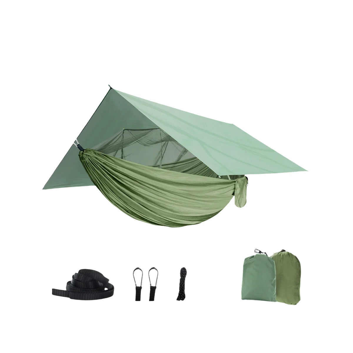 Lightweight Single Double Camping Hammock Waterproof Rain Fly Heavy Duty Nylon Tree Strap Parachute Nylon Material Tree Strap