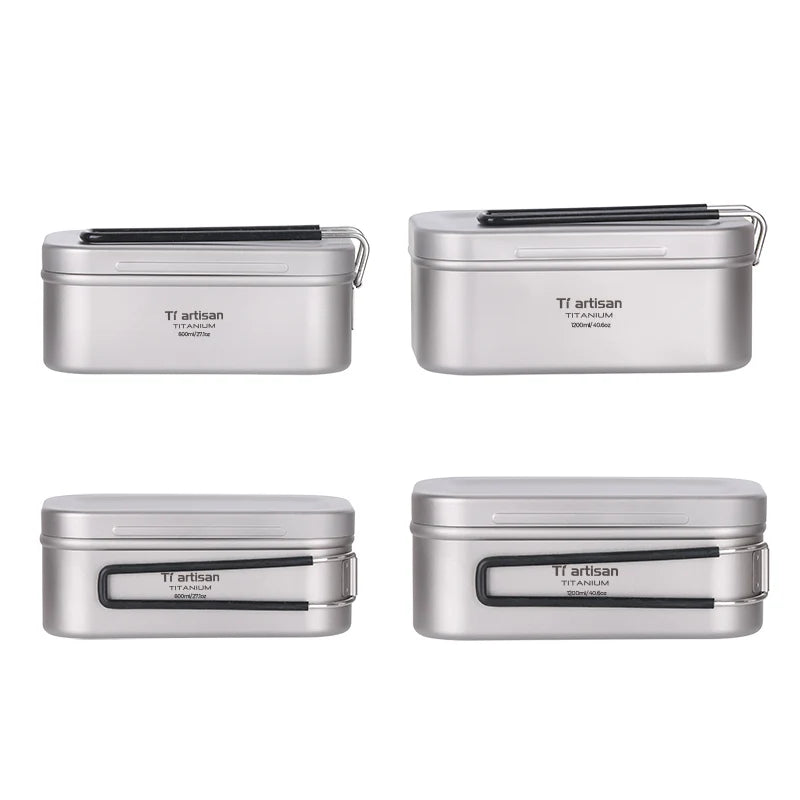 Bento Box With Removable Lid Outdoor Picnic Storage Box Pure Titanium Lunch Box Camping Cookware