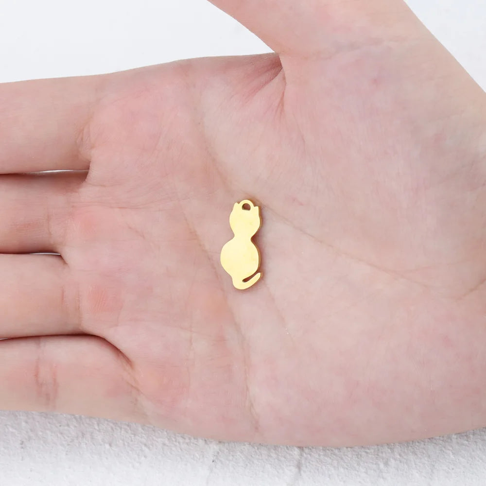 Promotion 10*20MM Stainless Steel Cute Cat Pendant Jewelry Accessory for Girl Women and Children