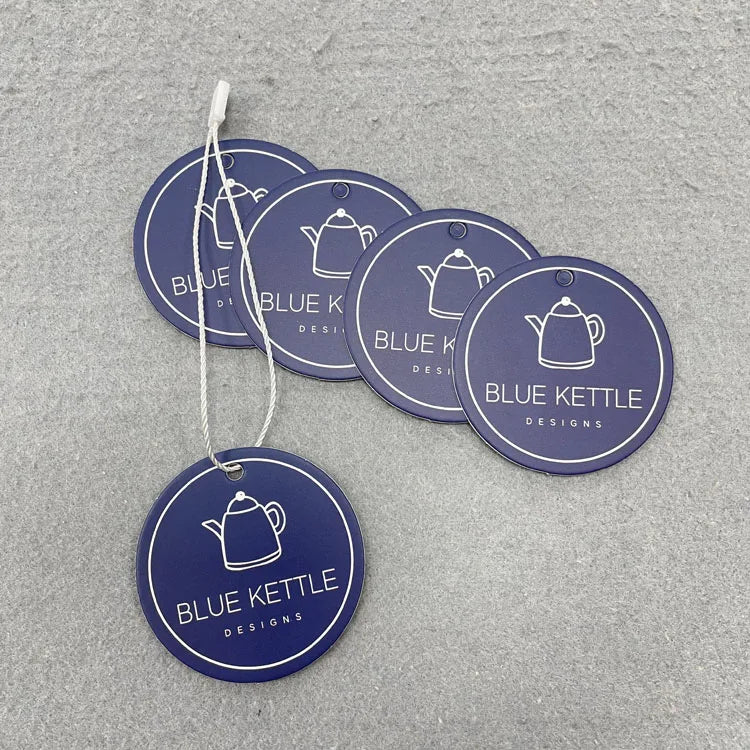 Customizable Eco-Friendly Recyclable Round Paper Hang Tags Clothing Price Labels with Brand Logo for Shoes Bags Printed Tags