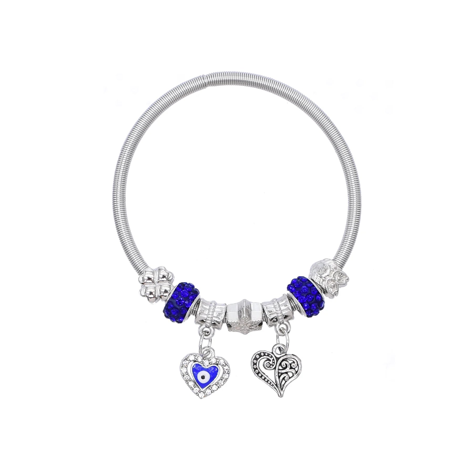 Silver Alloy Bracelet for Women Bell Owl Elephant Flower Heart Eye Charms Bracelet Lucky Bracelet Friendly Birthday Gift