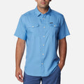 Men's Breathable Woven Blank Solid Short Sleeve Shirts with Chest Pockets Button Down Design Quite Drying
