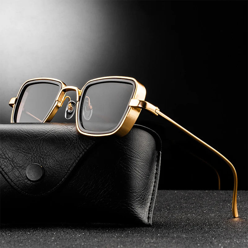 Fashion Trendy Shades Fashion Indian Style Retro Vintage Man Kabir Singh Steam Punk Square Zinc Alloy Frame Men's Sunglasses