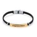 Fashion Simple Customizable Couple Jewelry Gift Stainless Steel Woven Leather Bracelet