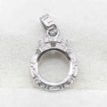 Sterling Silver 8*8mm Semi Mount Pendant Empty Frame Blank Support Setting S925 Base Holder Without Center Stone for DIY Inlay