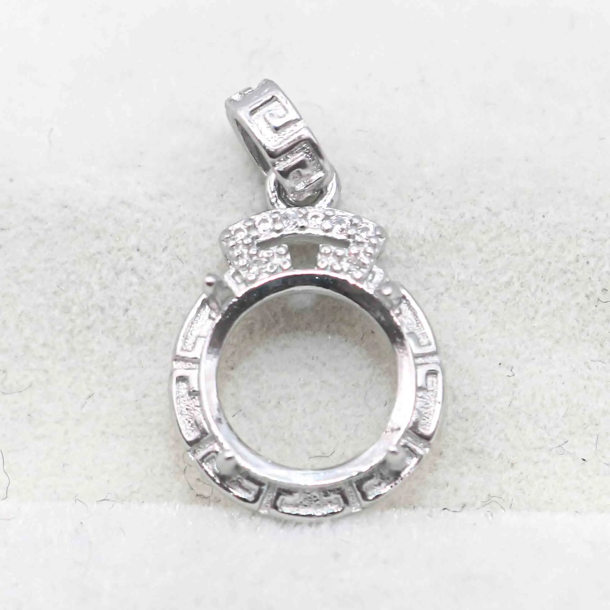Sterling Silver 8*8mm Semi Mount Pendant Empty Frame Blank Support Setting S925 Base Holder Without Center Stone for DIY Inlay