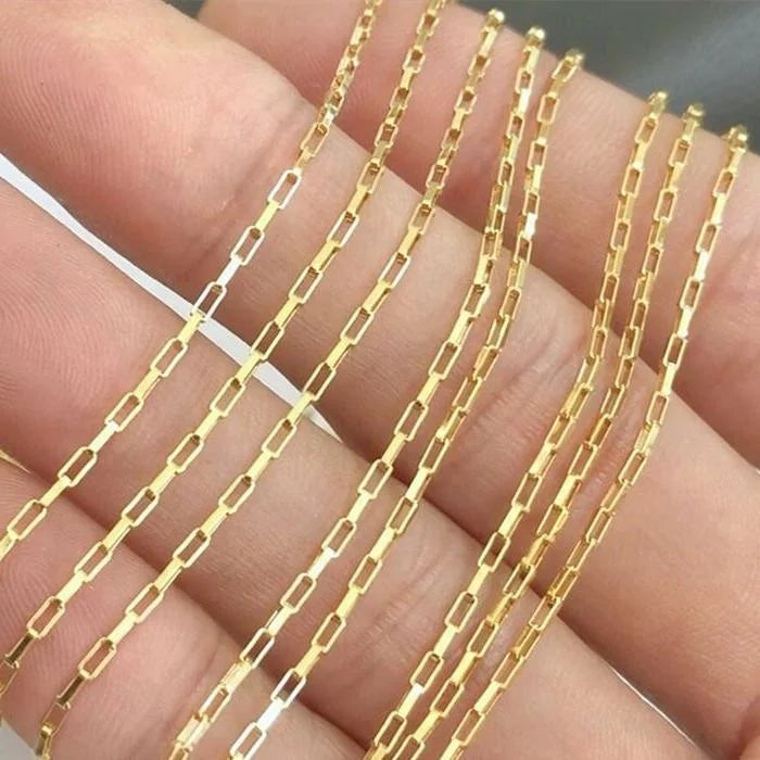 GP US 1.25mm square Box Chain 14k Gold Filled Silver 925 Unfinished Footage Permanent Jewelry Chains Bracelet Necklace Wholesale
