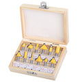 LAVIE 12pcs 6. 8.1/2'.1/4' Shank Wood Packing Trimming Straight Tungsten Carbide Router Bits for Wood Woodworking