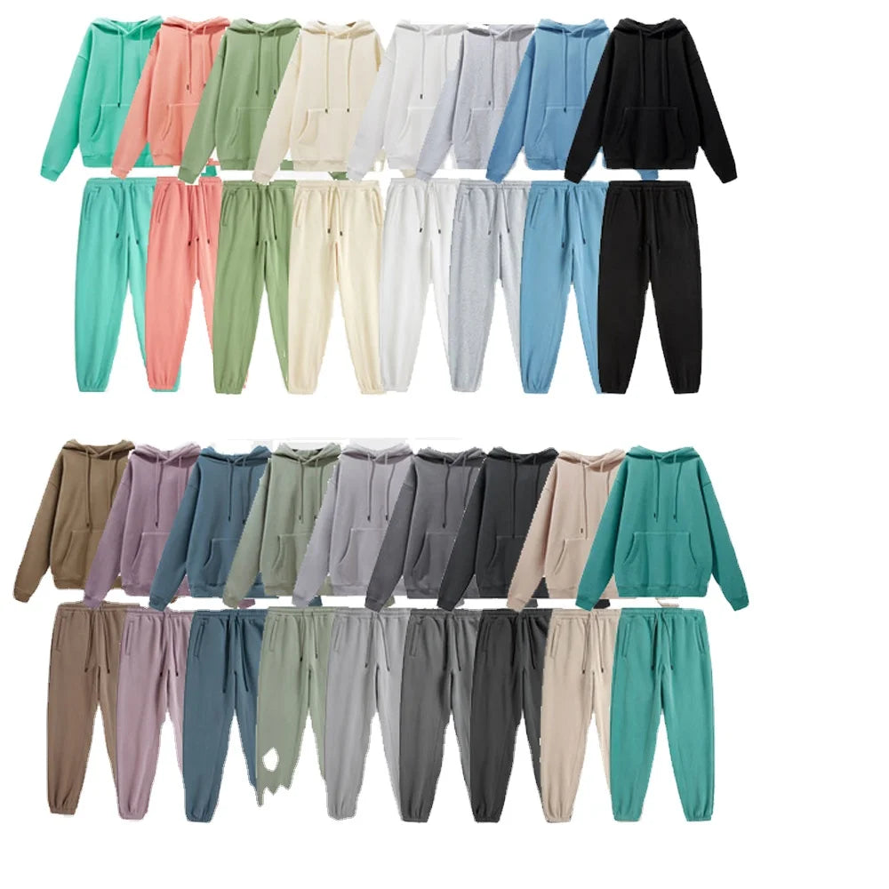 Custom Heavy Weight Eco-Friendly Breathable Winter Tracksuits Plus Size Unisex Hoodies Sweatpants Set Polyester/Cotton Eleven
