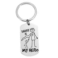 Bestselling Fathers Day Gift  DADDY IS MY HERO Cartoon Stainless Steel Keychain