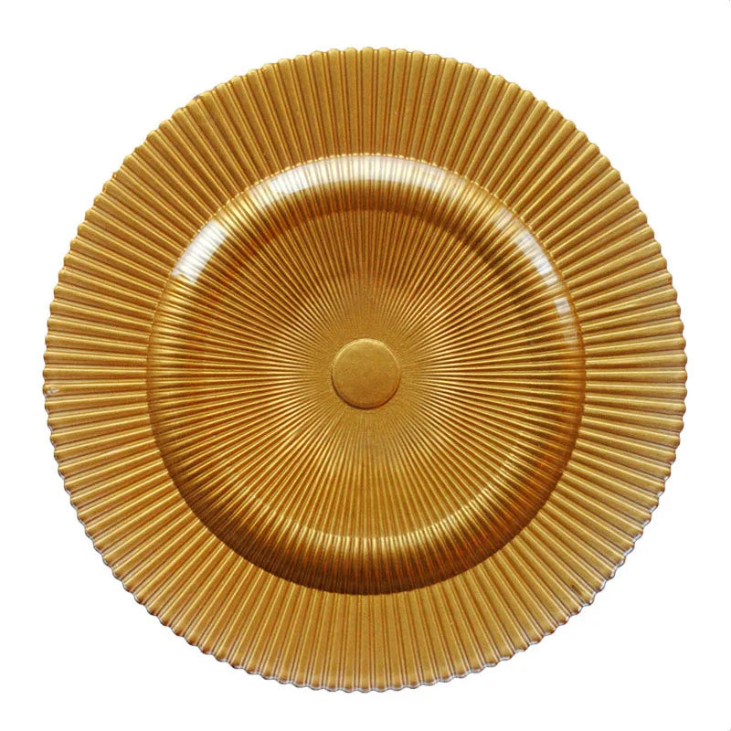 Round Rose Gold Wedding Plate Eco-Friendly Glass Dish for Parties