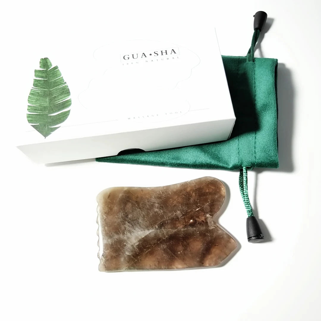Huiying Factory Price Smooth Jade Stone Smoky Quartz Crystal Massage Spiky Concave Gua Sha Tools