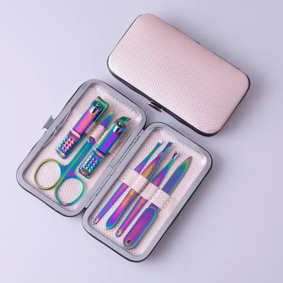 Professional Mini 7pcs Stainless Steel Eyebrow Tweezers Kit Manicure & Pedicure Scissors & Nail Clippers Tool Fingernail Trimmer