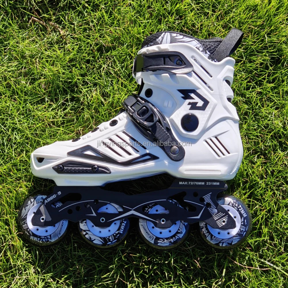 2025 Jingying Professional Men's PU Inline Speed Roller Skate Custom 4 Wheels Aluminum Alloy Frame Adjustable US Adults Outdoor