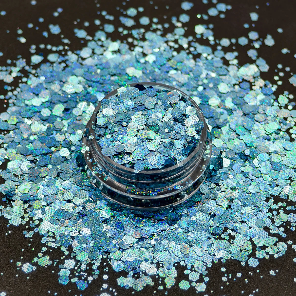 Wholesale Eco-friendly Polyester Craft Glitter Gel Nail Art Face Craft Opal White Iridescent Chunky Glitter