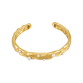 Latest 18K Gold Plated Stainless Steel Jewelry Hollow Irregular Pearl Open Cuff Bangle Trendy for Women Party Bracelet B232383