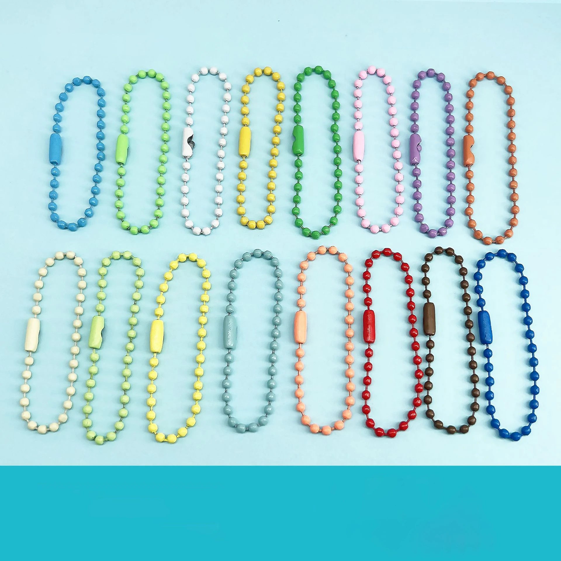 Factory Direct High Quality 2.4mm Candy Color Bead Chain Customized Metal Ball Chains for Bag and Suitcase Accessories