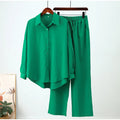 Wholesale 2026 Spring and Autumn Fashion New Loose Elastic Wrinkle Long Sleeve Shirt Wide Leg Pants Casual Women's Set
