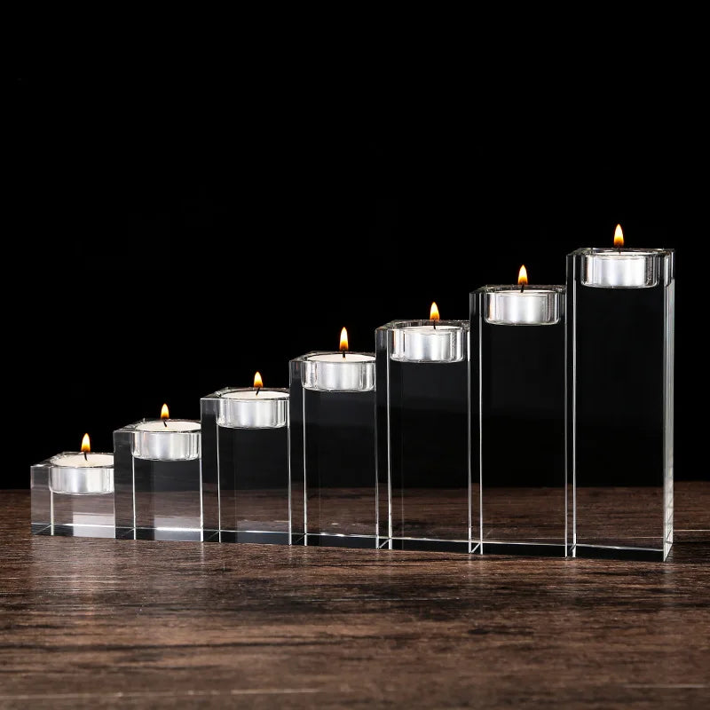 Luxury European Transparent Crystal Candlestick with High Light Transmittance Pure Pillar Candlelight Dinner Candle Holder