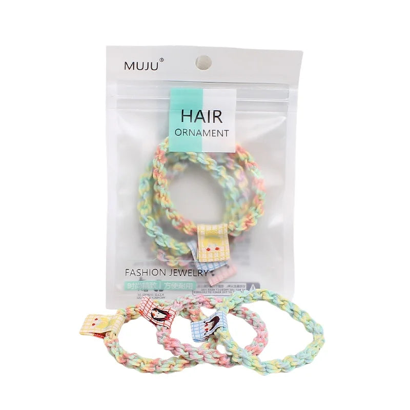 3-Piece Set of Iridescent Braided Hair Ties for Girls Render Kids Accessories