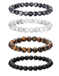 Natural Crystal Stone Healing Bracelet Amethyst Rose Quartz Agate Beads Round Crystal Bead Charm Adjustable Bracelets