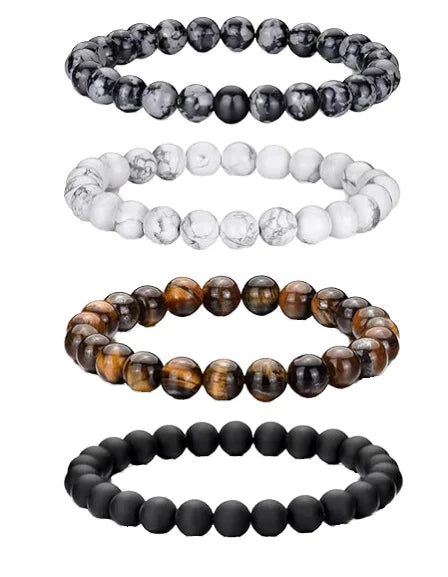Natural Crystal Stone Healing Bracelet Amethyst Rose Quartz Agate Beads Round Crystal Bead Charm Adjustable Bracelets