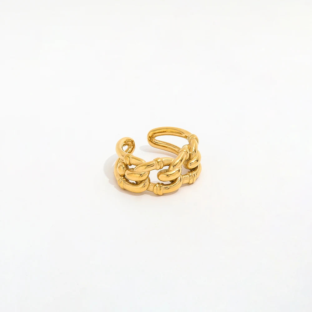 High End 18K PVD Gold Plated Knot Open Rings Stainless Steel Jewelry Women Gift