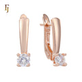 FJ Fallon Fashion Jewelry Rose Gold Clip-On Earrings Minimalist with Solitaire Non-Pierced Brass Based