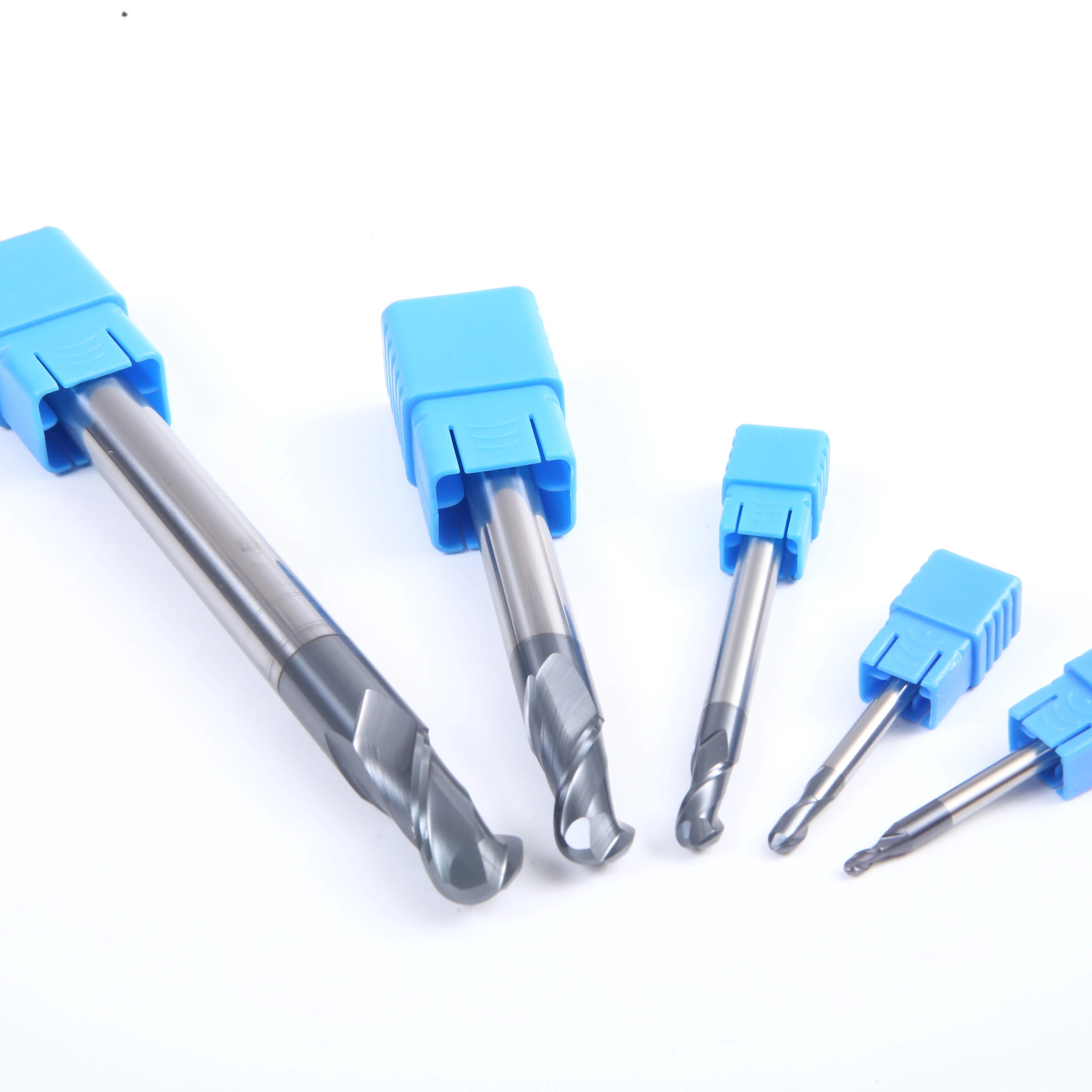 HRC45 Ball Nose End Mill Cutting Tools 2 Flutes Micro Grain Carbide End Mill