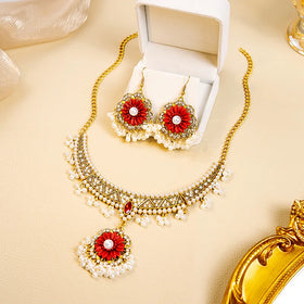 Retro Indian Jewelry Set Earring Necklace Bijoux Wedding Jewelry Hangers Ethnic Carved Jhumka Drop Dangle Earrings