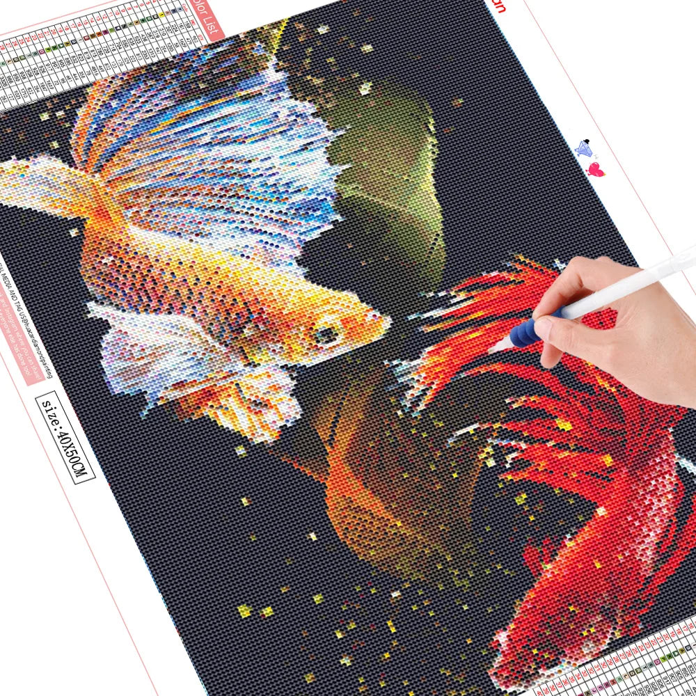 Classic Full Diamond Mosaic Embroidery 5D DIY Goldfish Animal Wall Art Printed Home Decoration Gift Set