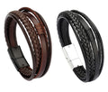 Hot Sale High Quality Trendy Leather Multi-layer Woven Rope Bracelet Magnetic Snap Button Men's Bracelet Leisure Style