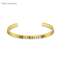 Children's Mework Vintage DIY Engraved Logo Gold Geometric Cuff Bangle Bracelet Never Give Stainless Steel Openable Anniversary