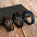 Fashion Mens Beads Bracelets PU Leather Braided Bracelet Bangle Wrap Wristband Jewelry Gift