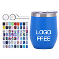 Double Wall Custom Logo 12 oz Vacuum Tumblers Wholesale Bulk 12oz Stainless Steel Swig Wine Tumbler with Lid