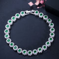 New Arrival Austrian White Gold Color Flower Green CZ Zirconia Crystal Women Wedding Tennis Bracelets Bangles Jewelry Accessory MegaBDM