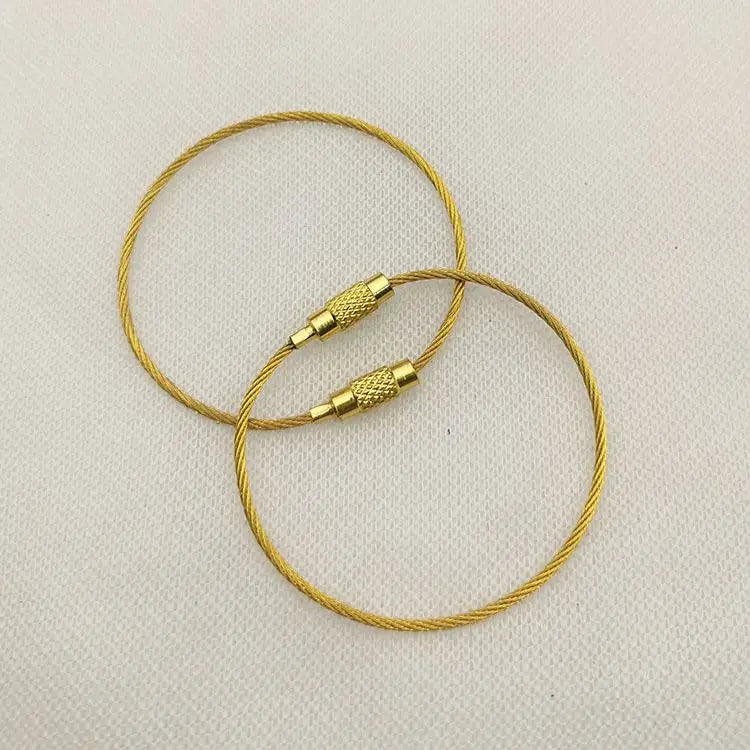 Wire Keychain Cable Large Stainless Steel Wire KeyRing Loop Holder Heavy Duty Connectable Luggage Tag Keeper Gold Other Keychain
