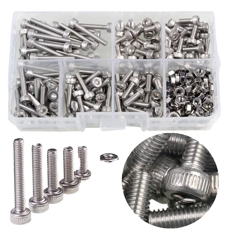 Manufacturer Metric Stainless Steel M3*6/8/10/12/16/20 Flat Head Screws Sets Hex Socket Bolt with Hex Nuts