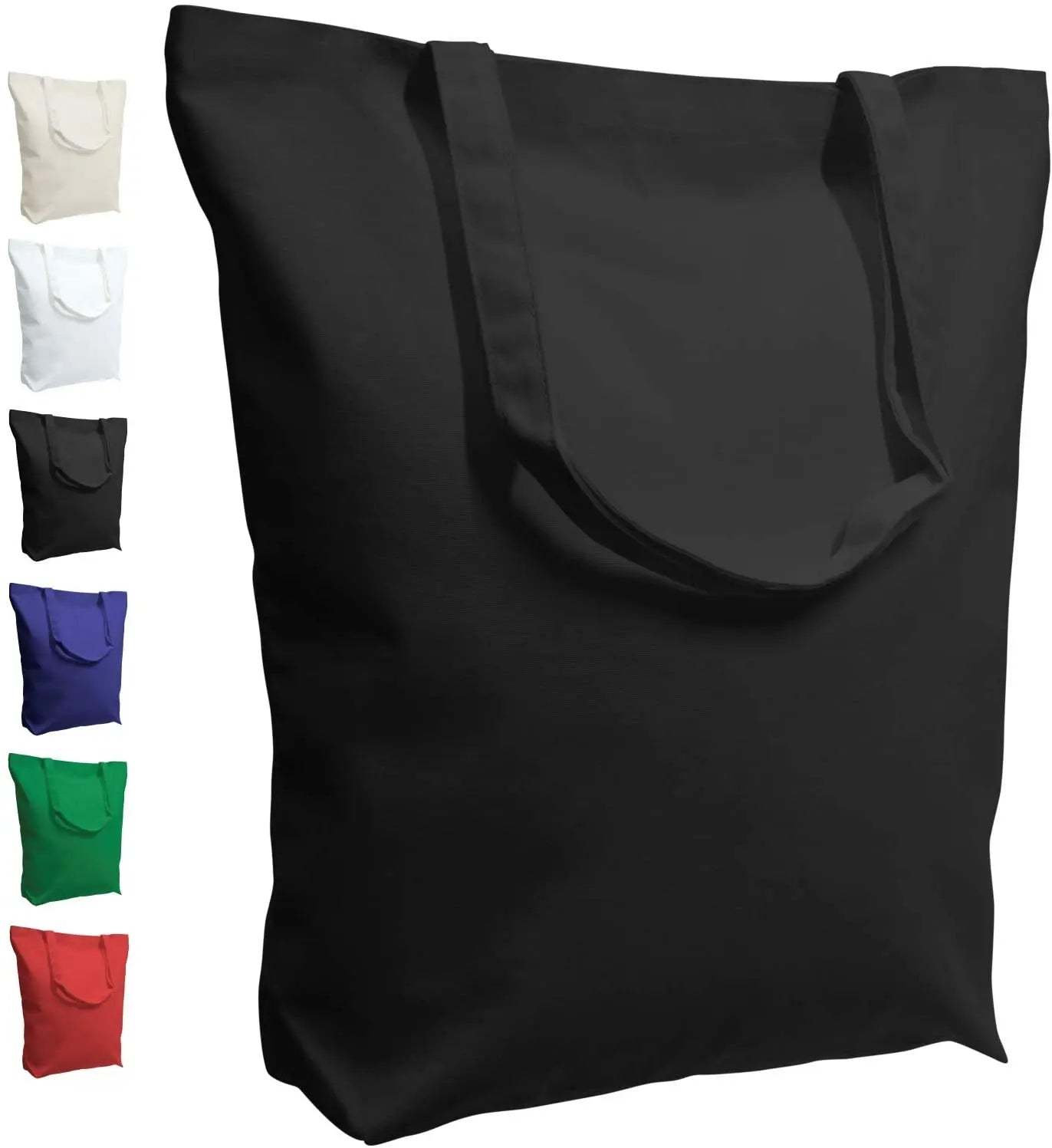 Custom Printed Logo Striped Black Women's Eco Tote Bag with Heavy Duty Large Cotton Canvas