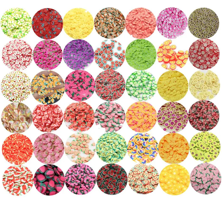 Hot Selling Polymer Clay Fruit Slice Peach Orange Lemon Strawberry Orange Sprinkles for Nail Art Slime Toy Accessories